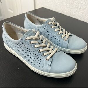 Ecco Shoes Soft 7 Trend Womens Size 7 Blue Perforated Comfort Sneakers Lace Up